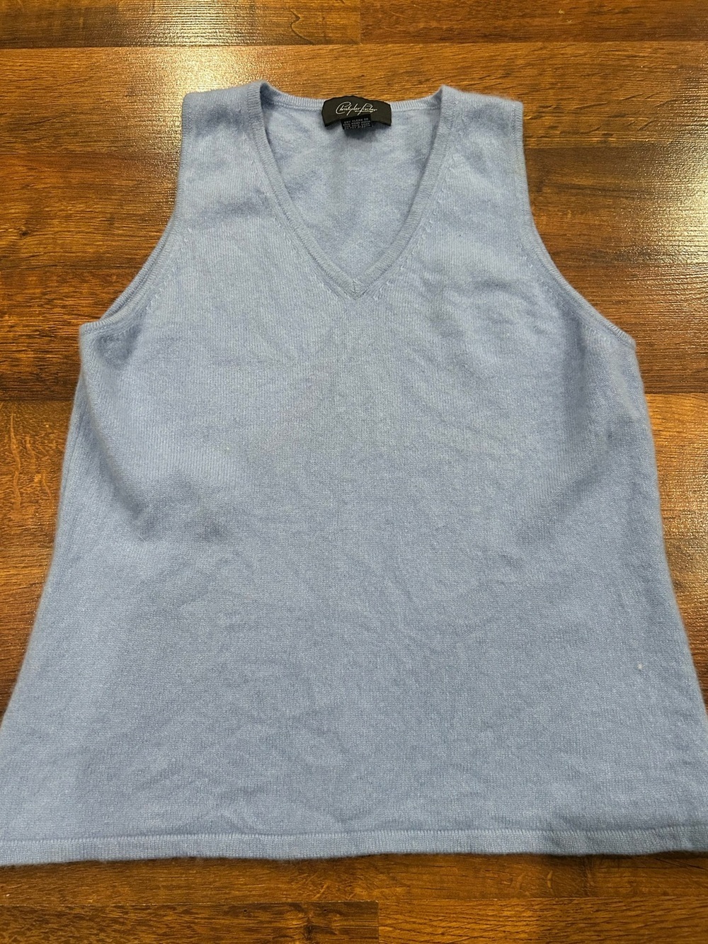 Christopher Fischer 100% Cashmere Tank Sweater V-Neck Light Blue Size 8 Medium